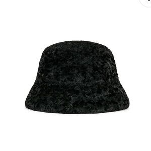 Black Textured Bucket Hat with Velvet Finish